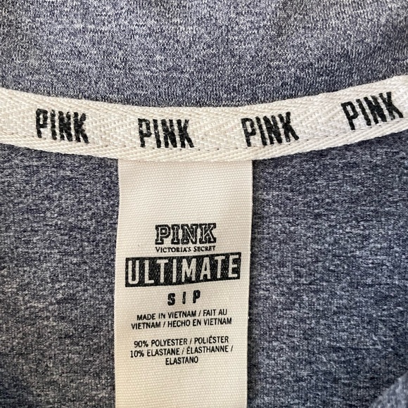 PINK Ultimate Gray Quarter Zip Pullover Size Small - Picture 4 of 10